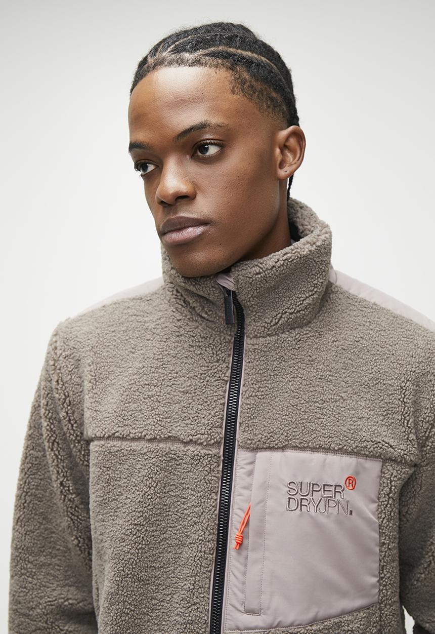 Superdry. - Relaxed fleece trekker jacket - timber wolf brown
