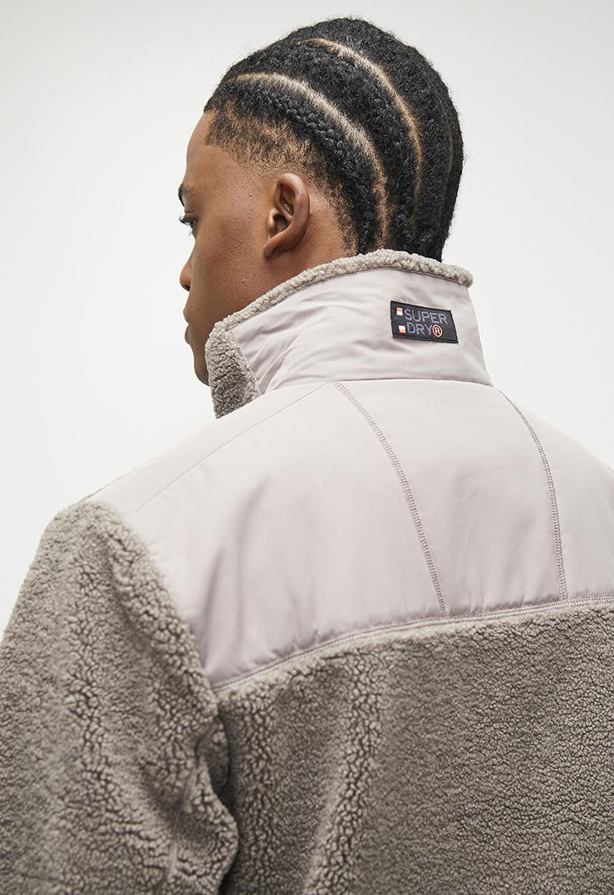 Superdry. - Relaxed fleece trekker jacket - timber wolf brown