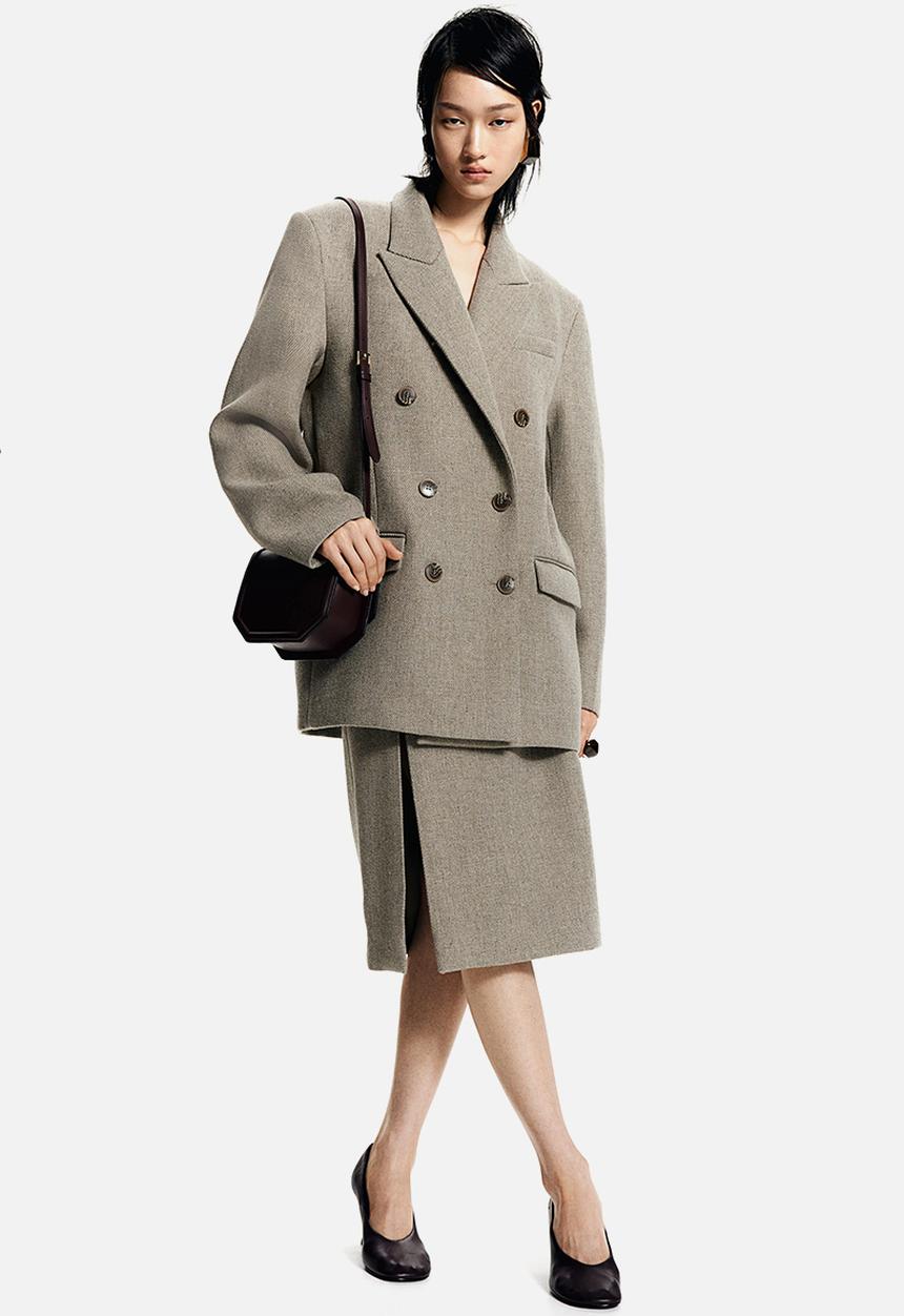 H&M - Slit-front skirt - beige