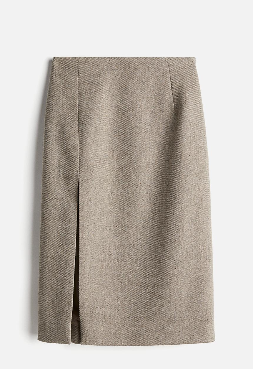 H&M - Slit-front skirt - beige