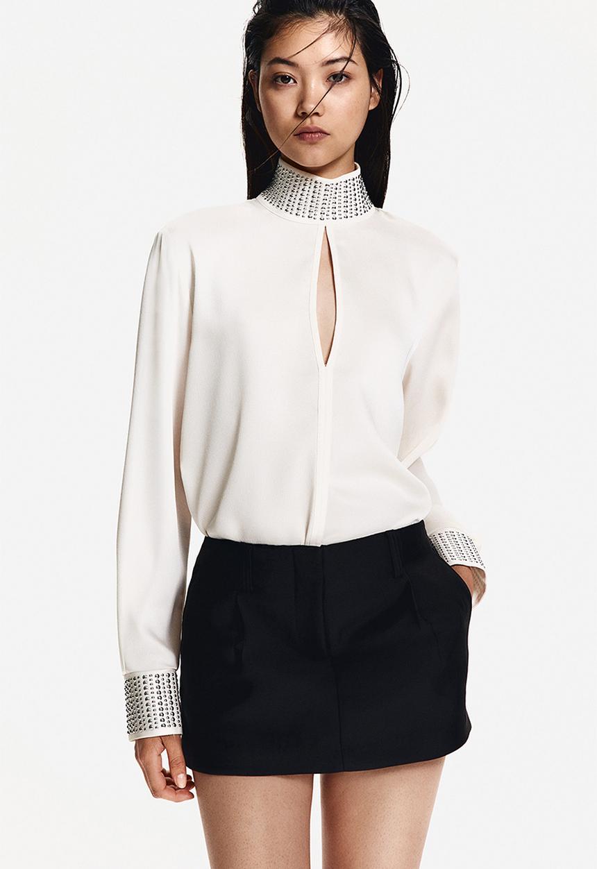 H&M - Stud-detail blouse - white