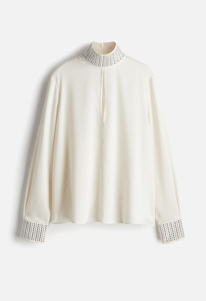 H&M - Stud-detail blouse - white