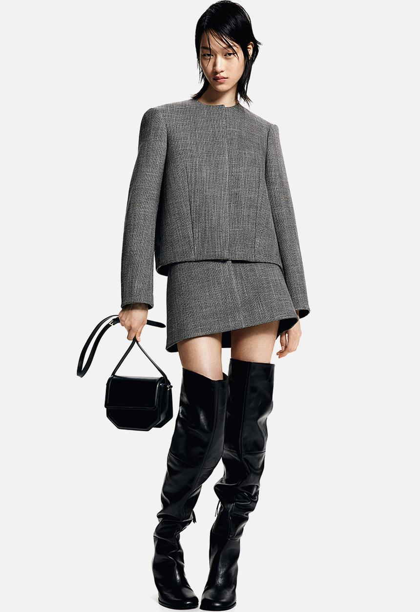 H&M - Structured twill mini skirt - grey