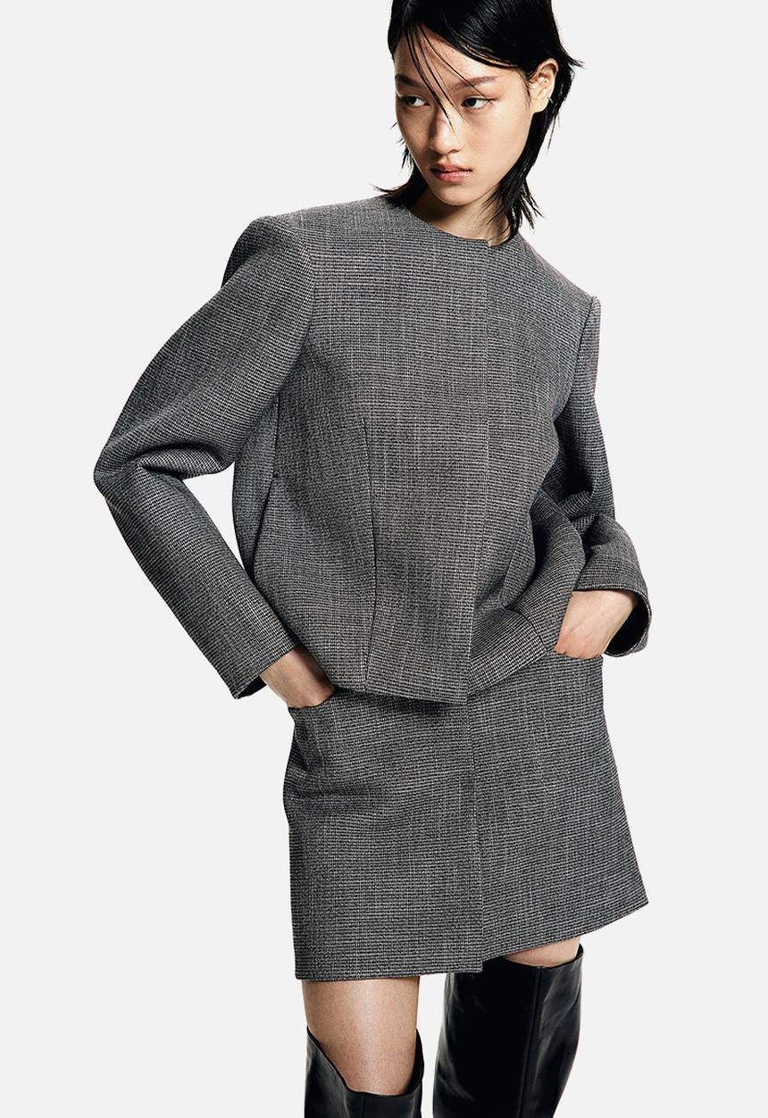 H&M - Structured twill mini skirt - grey