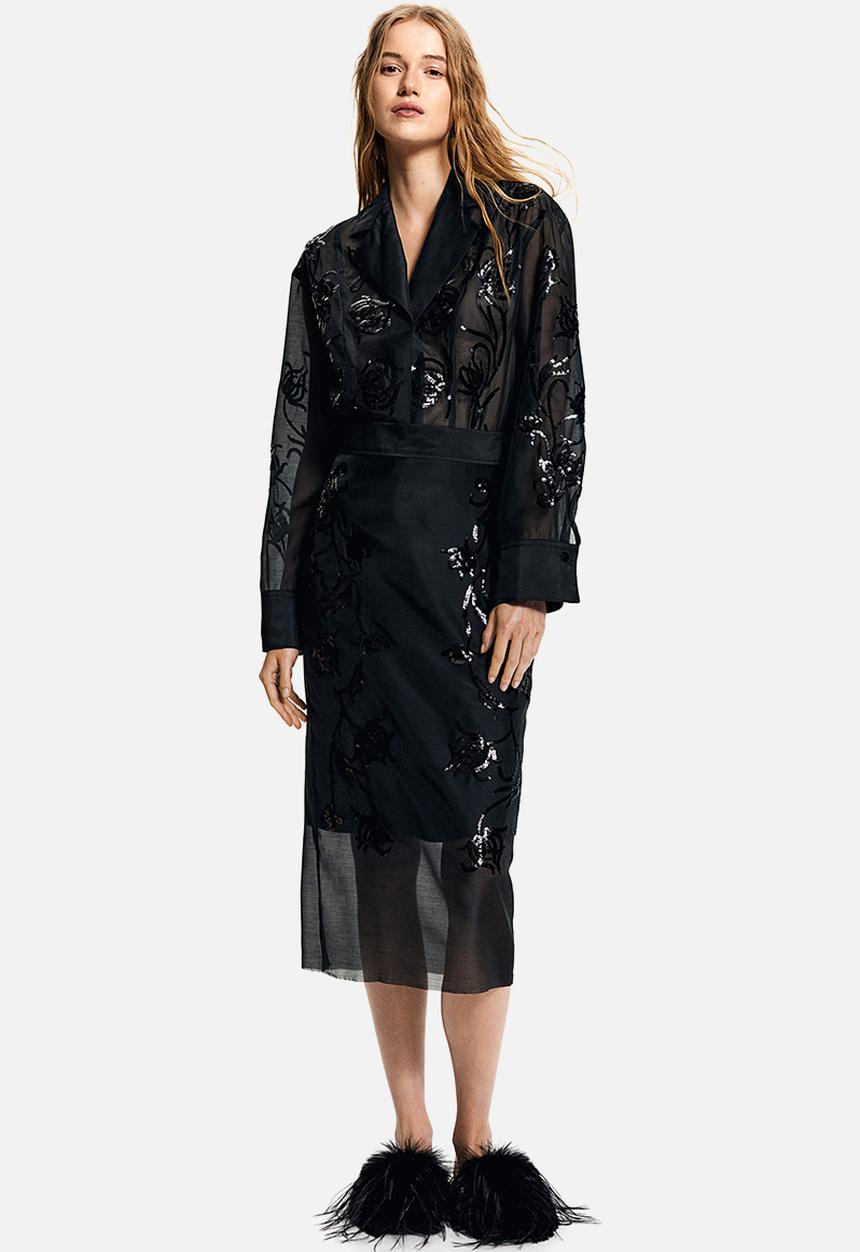 H&M - Sequined organza shirt - black