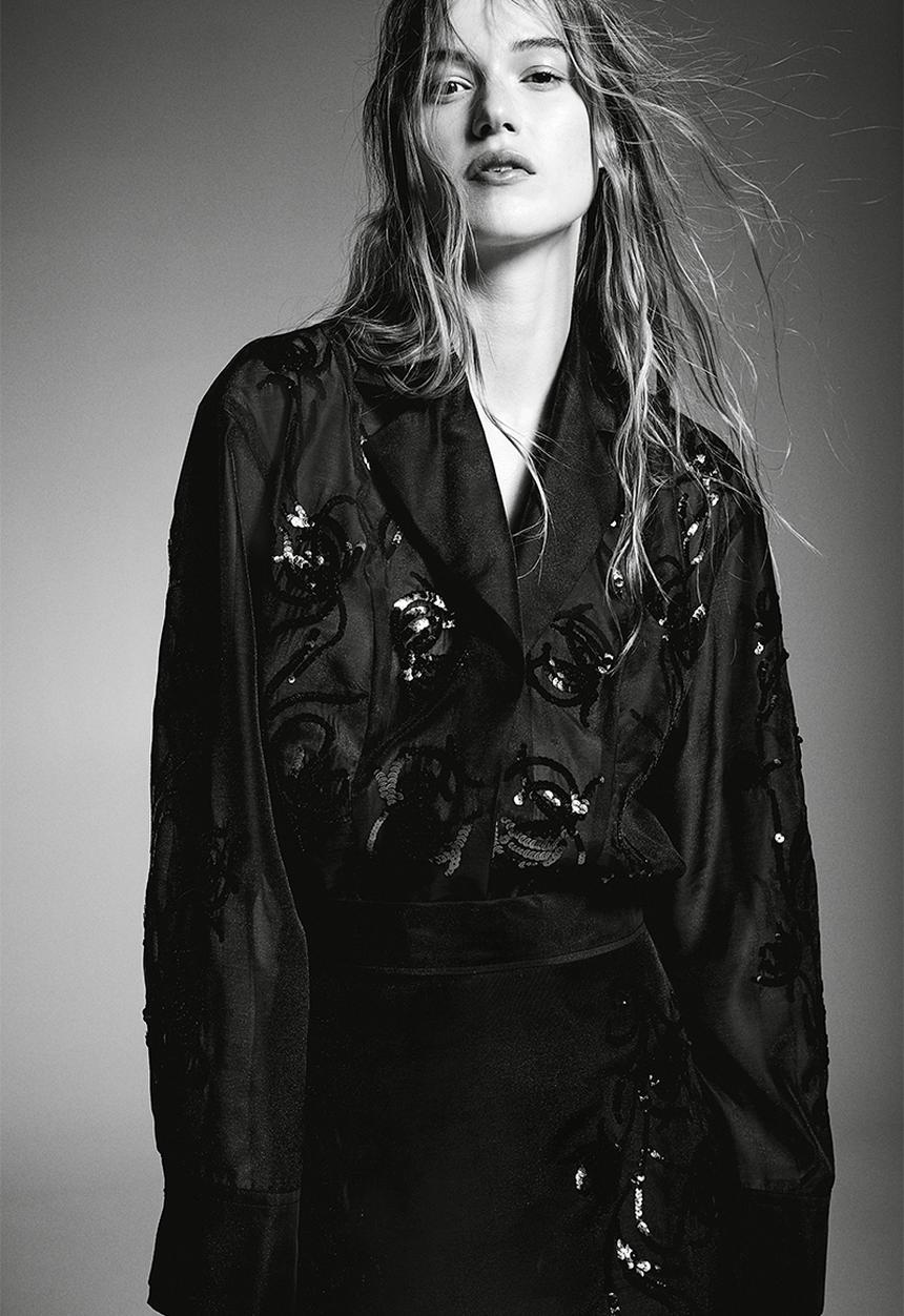 H&M - Sequined organza shirt - black