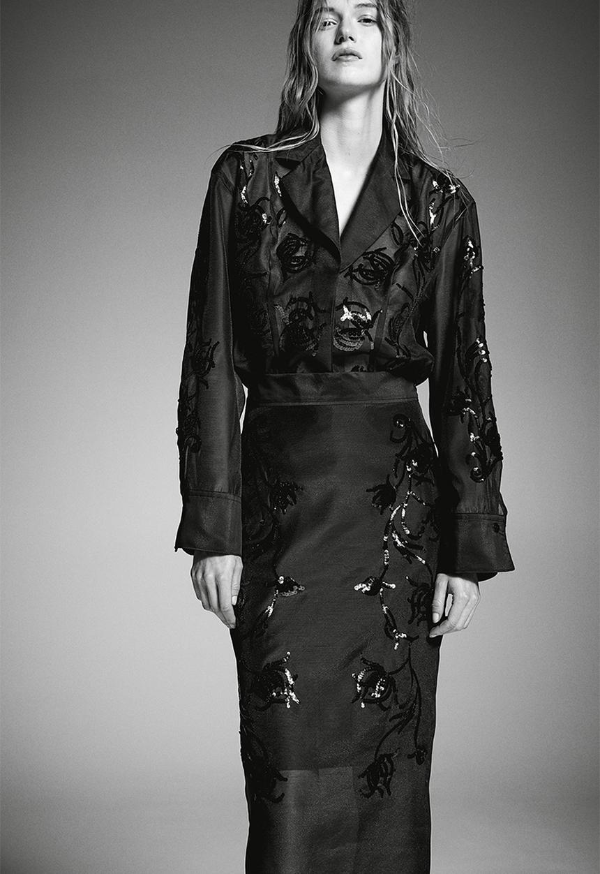 H&M - Sequined organza shirt - black