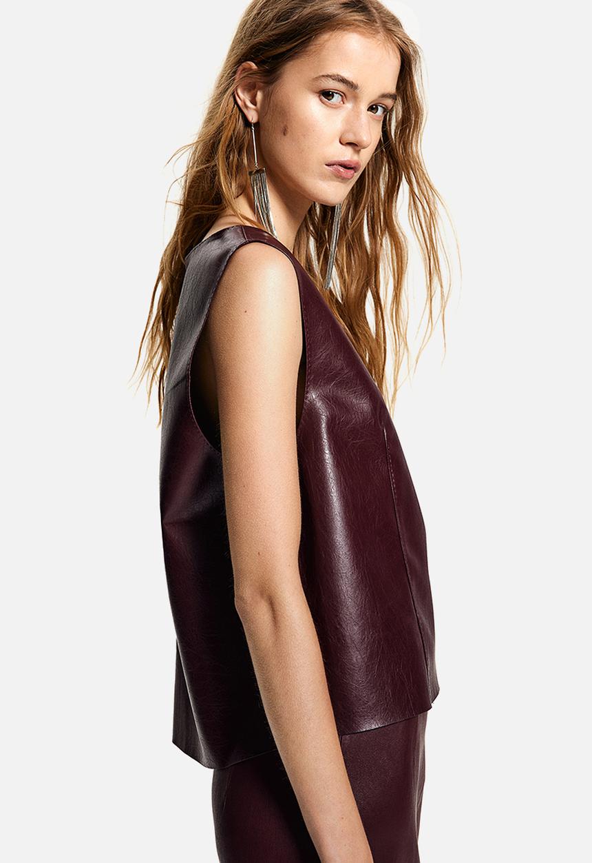 H&M - Coated vest top - burgundy 