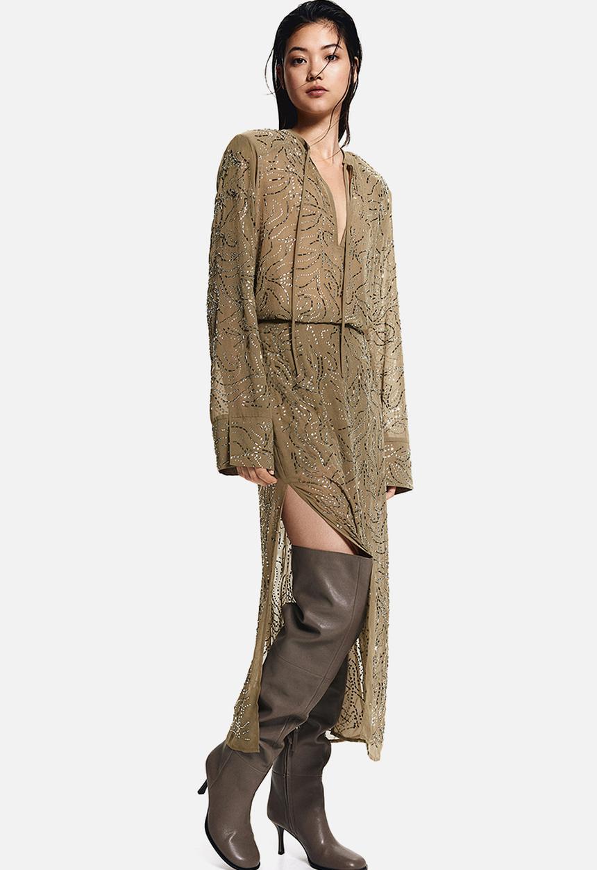 H&M - Rhinestone-embellished blouse - green