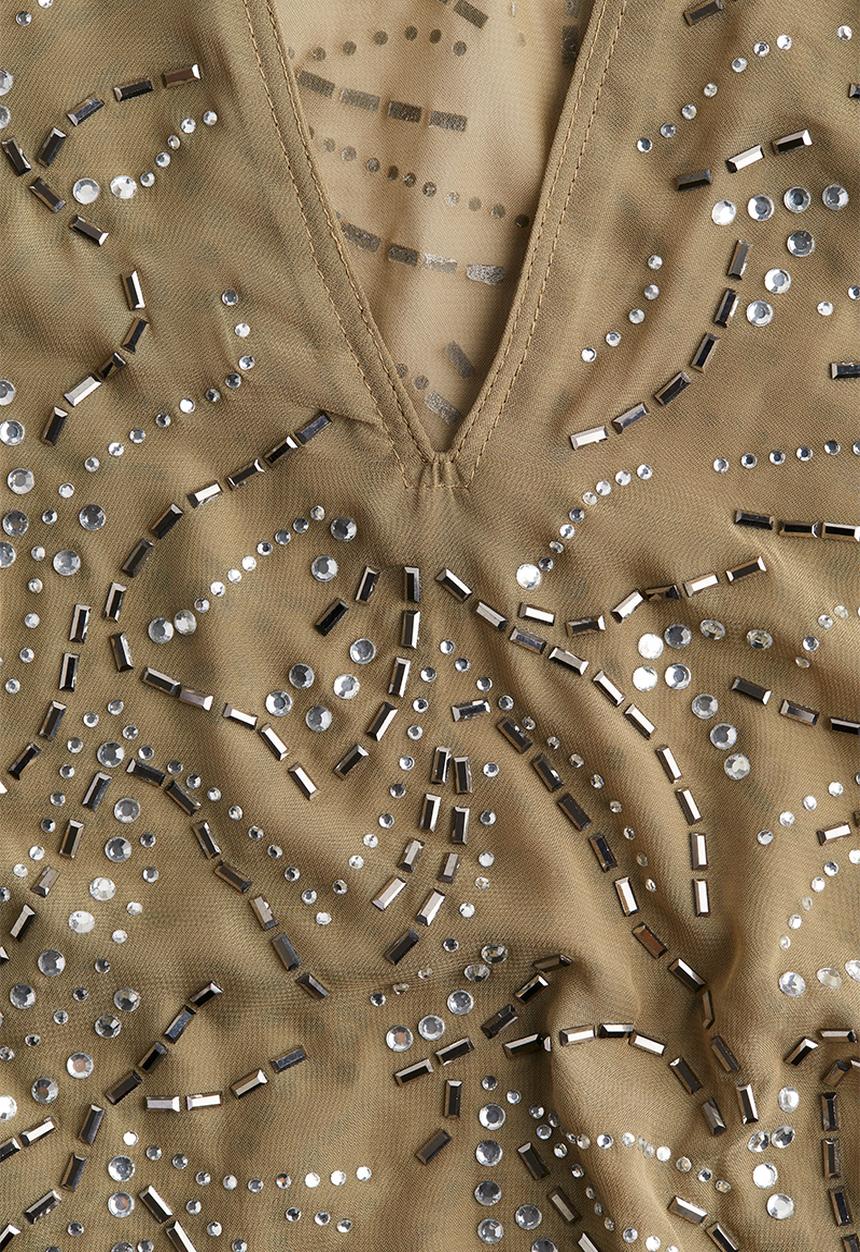 H&M - Rhinestone-embellished blouse - green