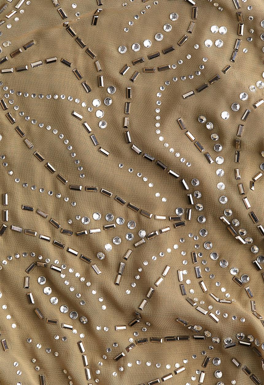 H&M - Rhinestone-embellished skirt - khaki green 