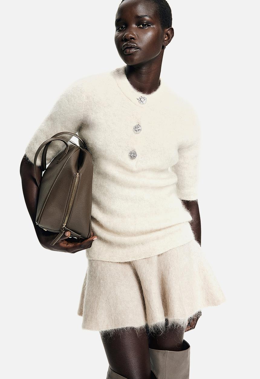 H&M - Mohair-blend rib-knit top - beige