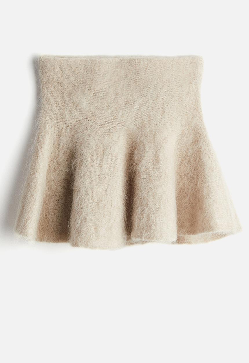 H&M - Flared mohair-blend skirt - light beige