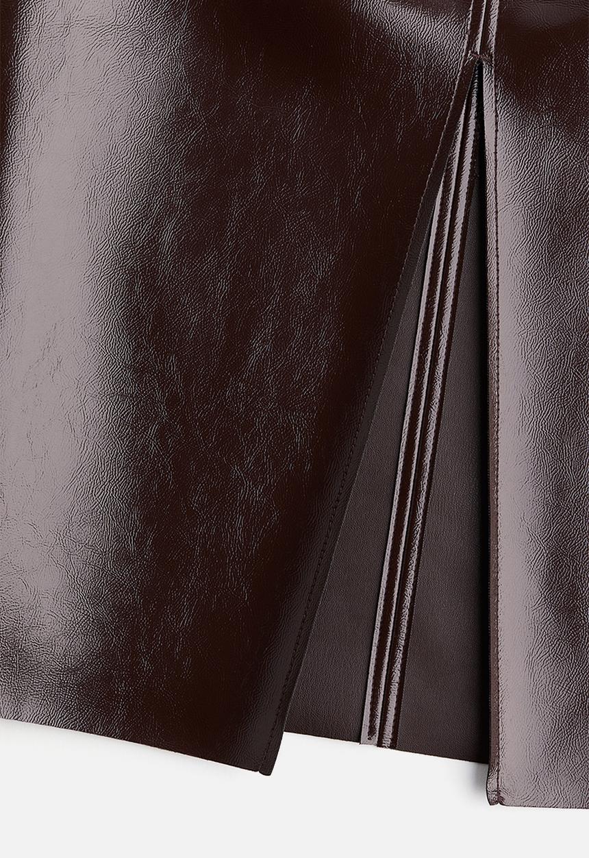H&M - Coated pencil skirt -  burgundy