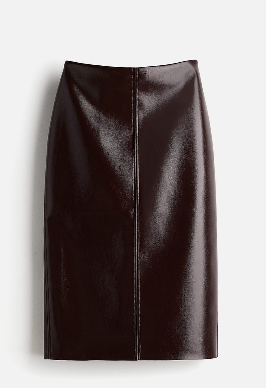 H&M - Coated pencil skirt -  burgundy