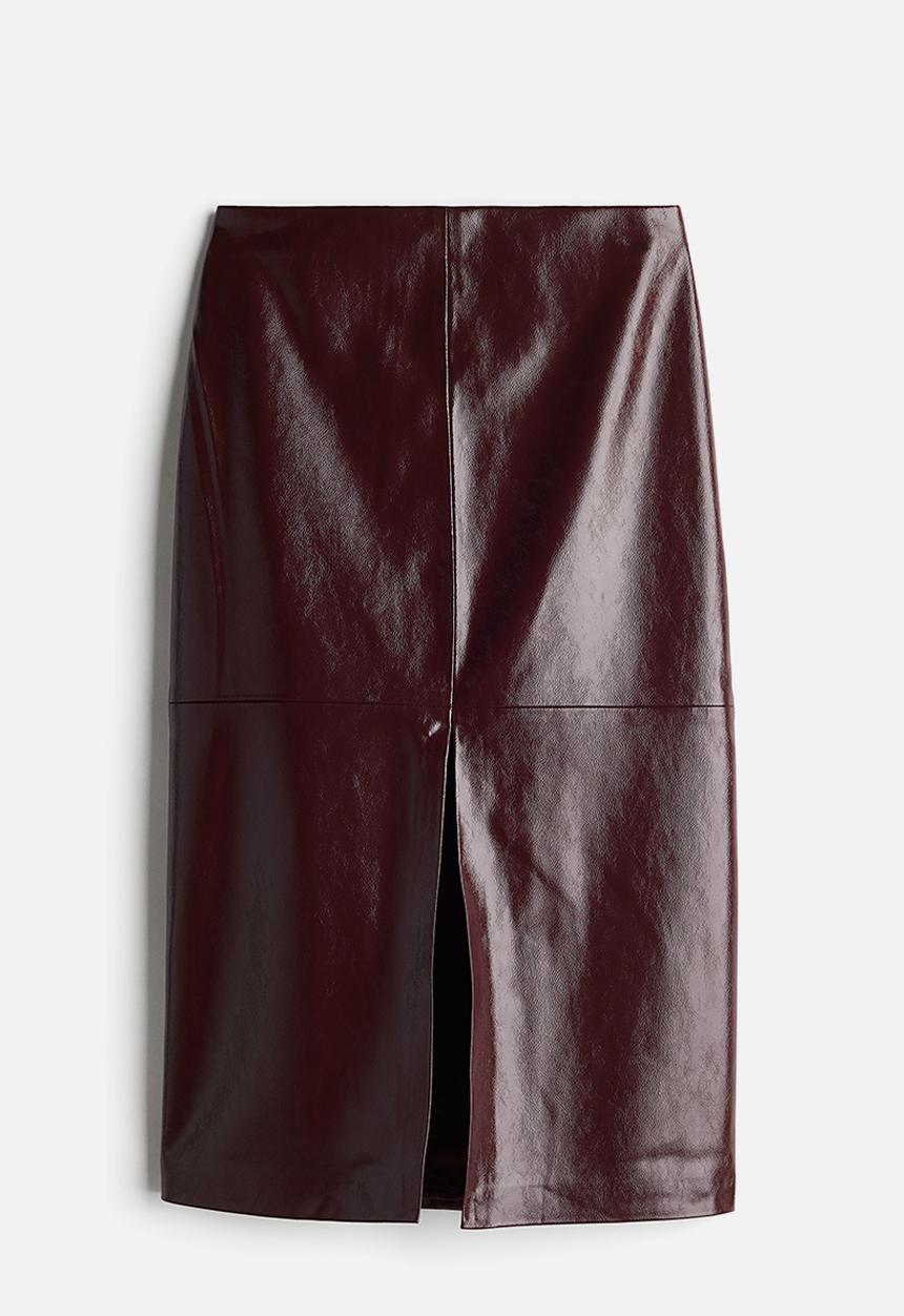 H&M - Coated pencil skirt -  burgundy 