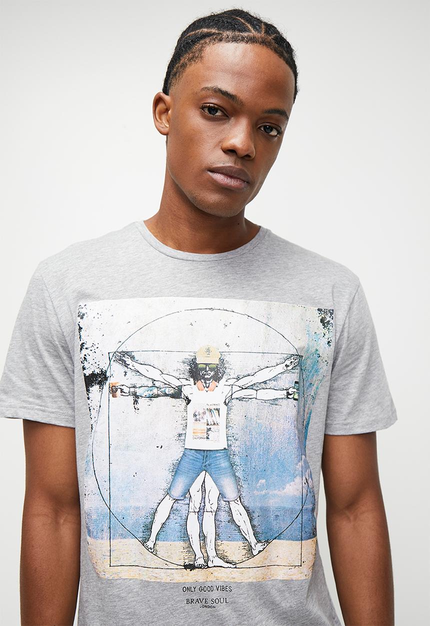 Brave Soul - T-Shirts - Light Grey Marl