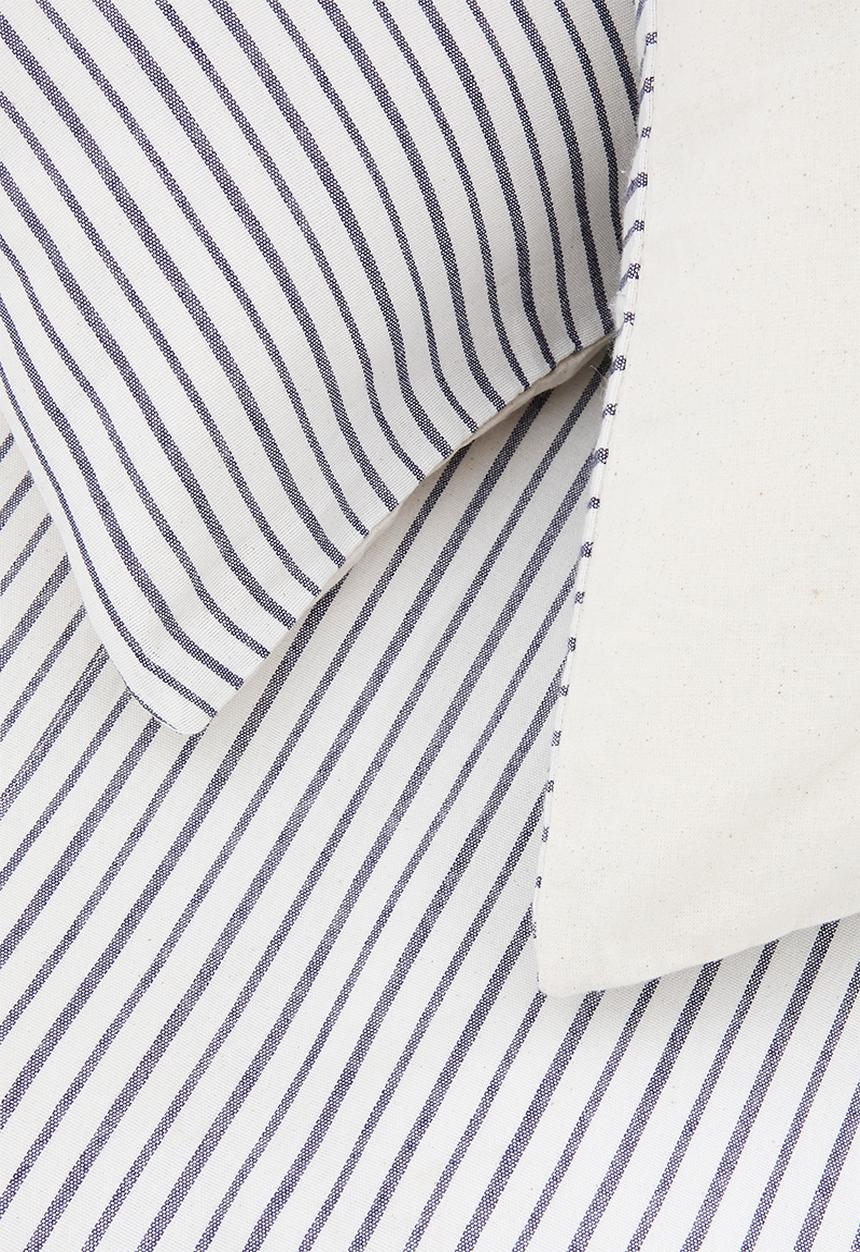 Sixth Floor - Cotton Yarn Dye Stripe with Satin Stitch Duvet Set - Navy & White