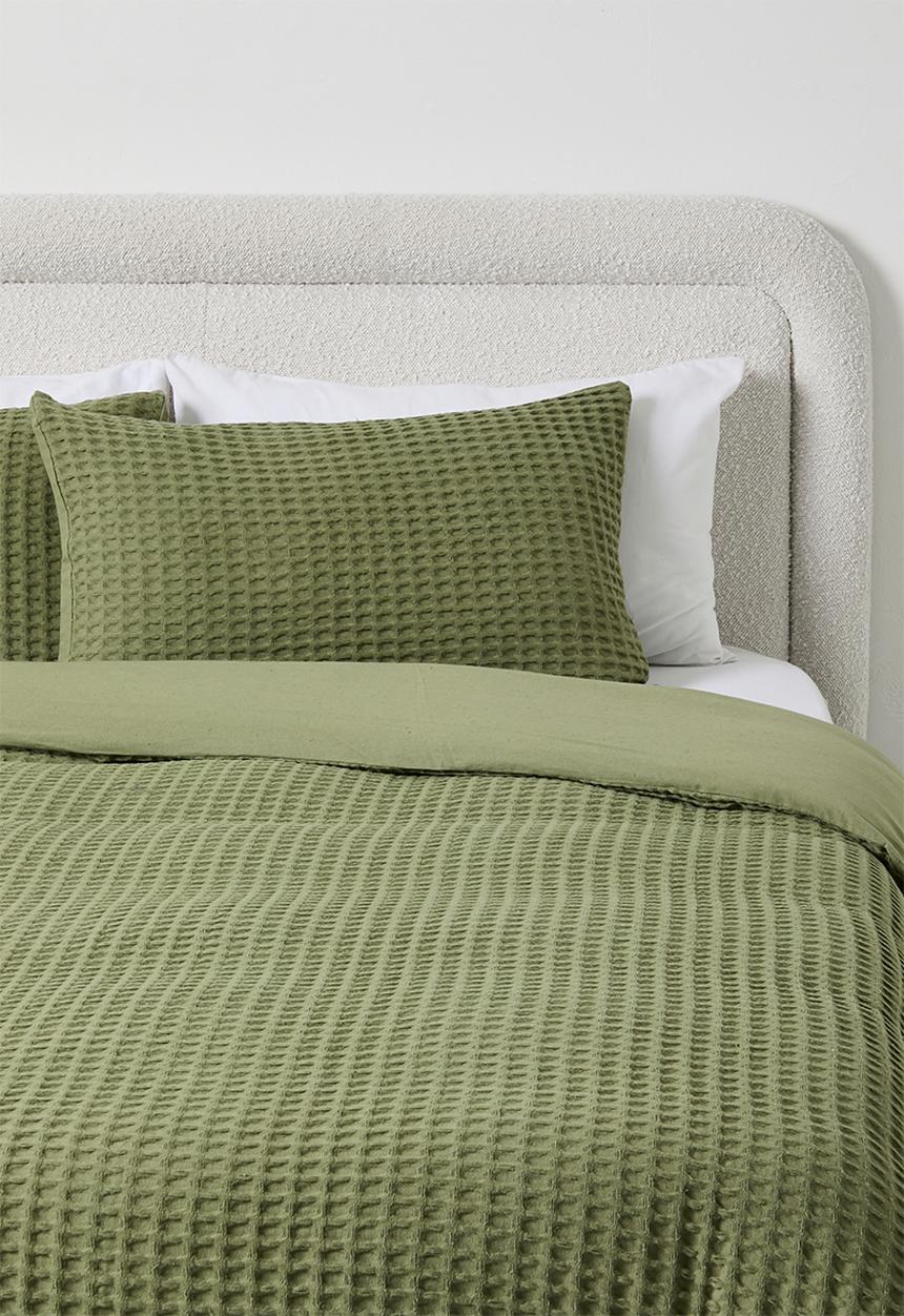 Sixth Floor - Cotton Waffle Duvet Cover Set - Sage