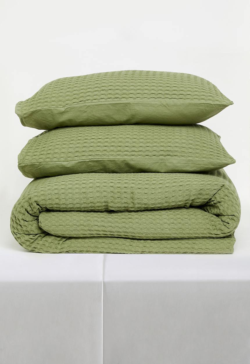 Sixth Floor - Cotton Waffle Duvet Cover Set - Sage