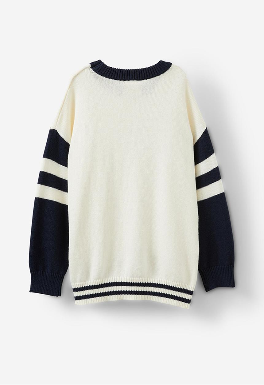 Cotton On - Blake knit crew - dark vanilla/squid ink chalet