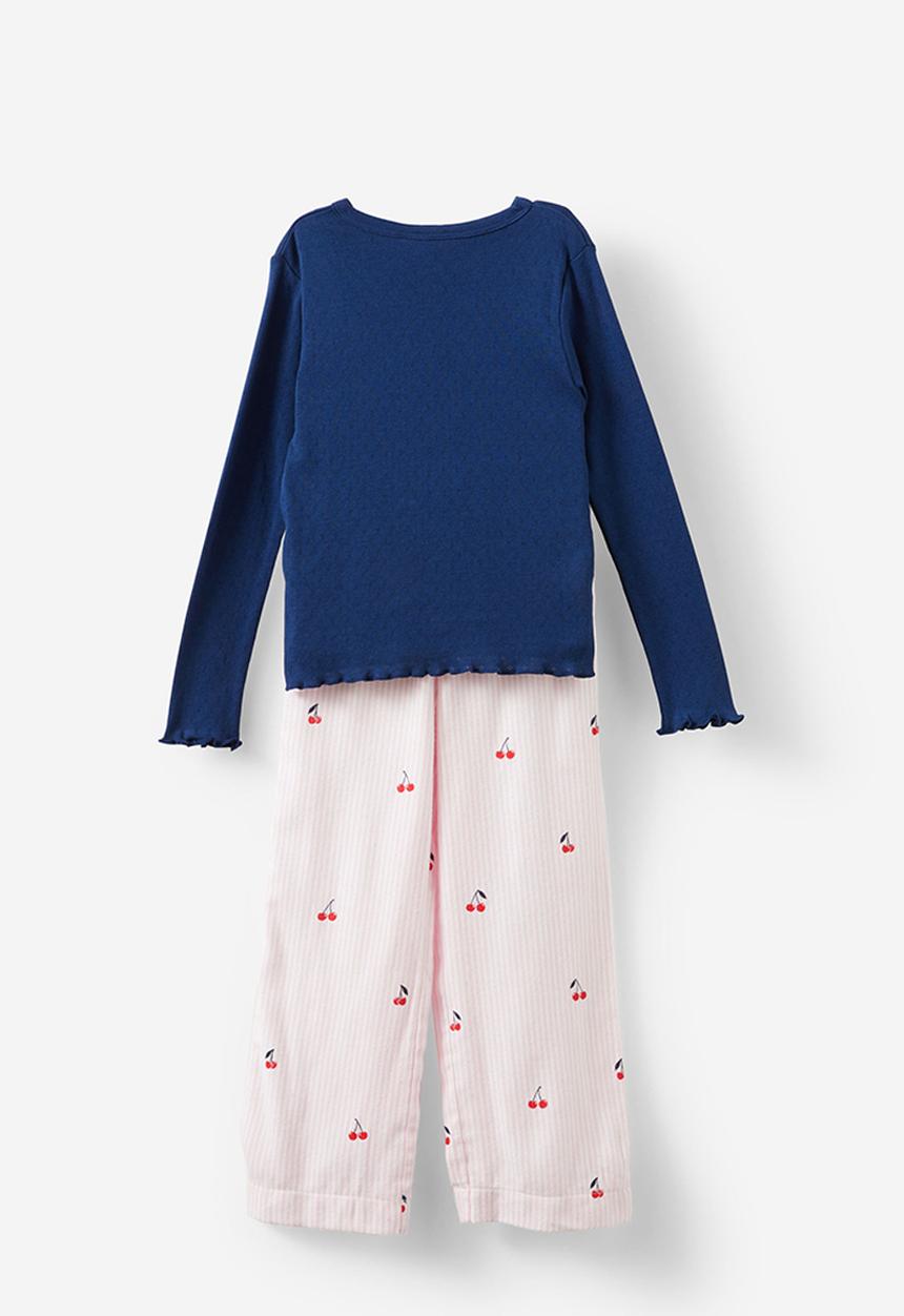 Cotton On - Leah long sleeve pyjama set - fairy pink stripe/ cherry