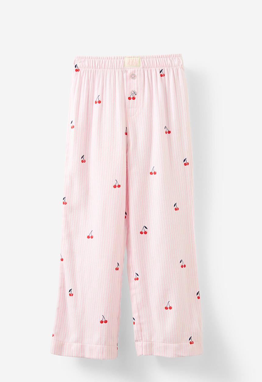 Cotton On - Leah long sleeve pyjama set - fairy pink stripe/ cherry