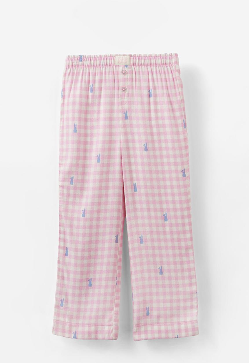 Cotton On - Leah long sleeve pyjama set - fairy pink gingham/ bunny