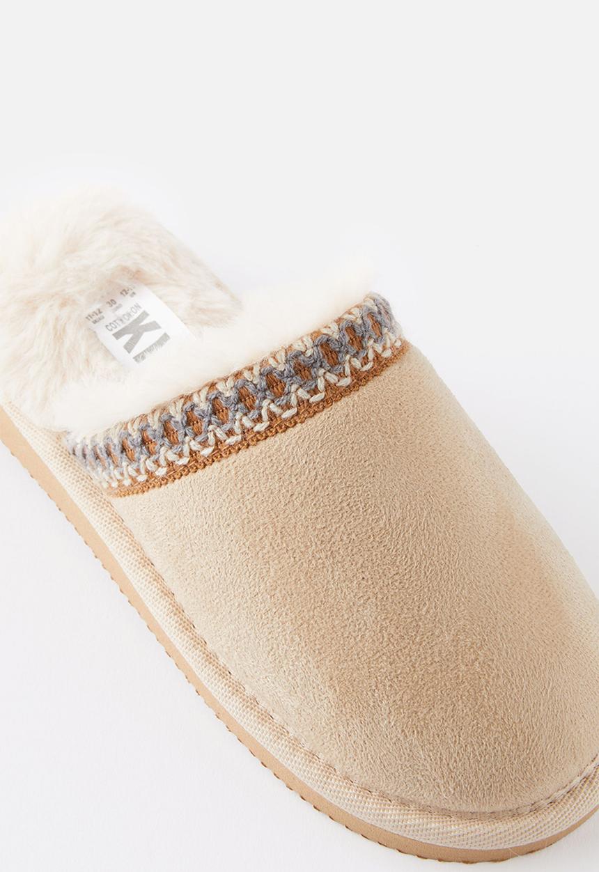 Cotton On - Kids slipper slide - tan/woven trim