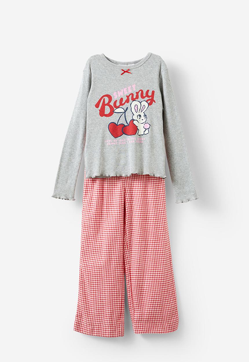 Cotton On - Leah long sleeve pyjama set - varsity red/ micro gingham