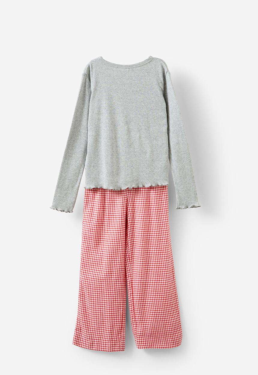 Cotton On - Leah long sleeve pyjama set - varsity red/ micro gingham