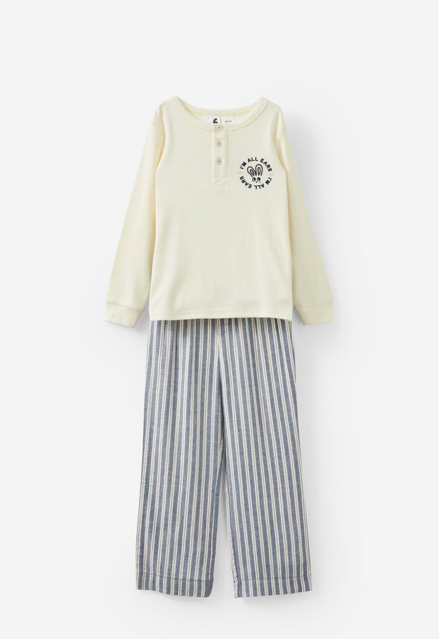 Cotton On - Leo long sleeve pyjama set - dark vanilla/stripe