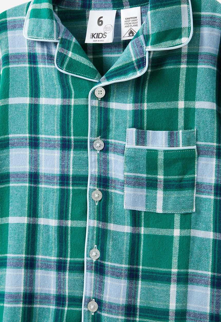Cotton On - Bobby long sleeve pyjama set - varsity green/ large check