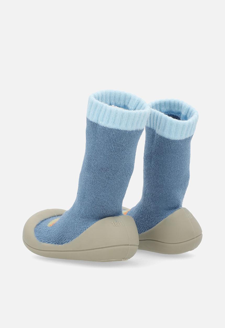 Pop Candy - Knit sock boot with rubber sole - blue/dino