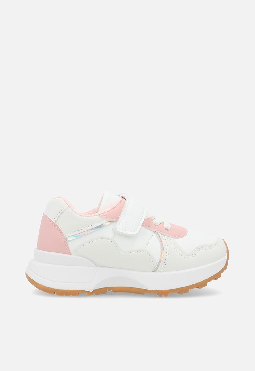 Pop Candy - Velcro & lace sneakers-white & pink