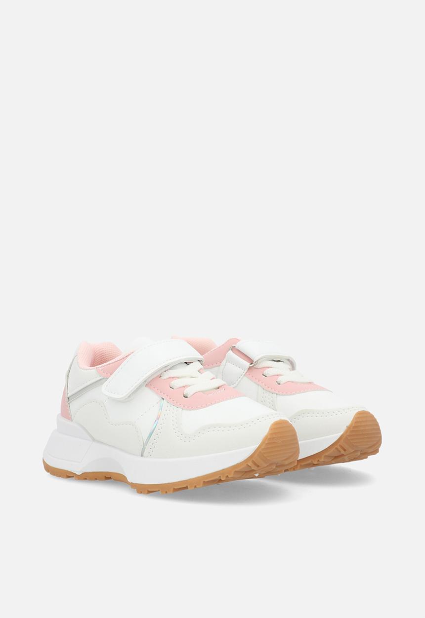 Pop Candy - Velcro & lace sneakers-white & pink