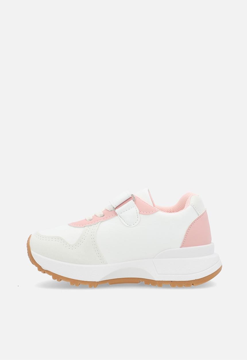 Pop Candy - Velcro & lace sneakers-white & pink