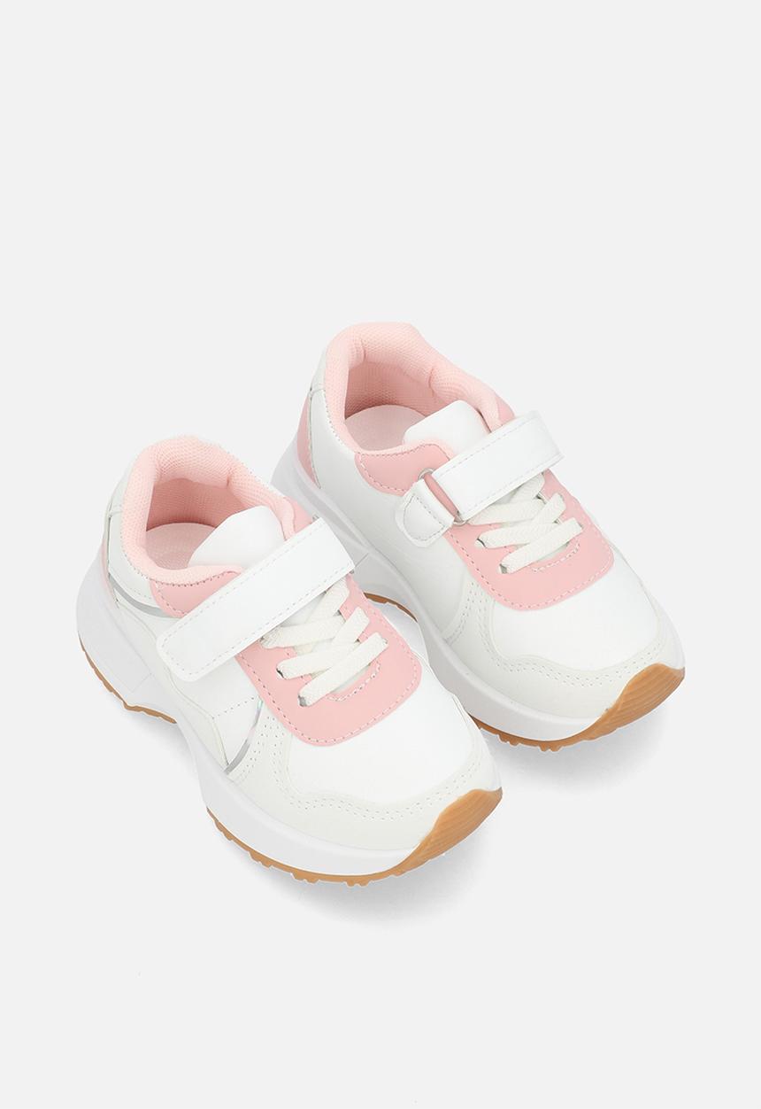 Pop Candy - Velcro & lace sneakers-white & pink