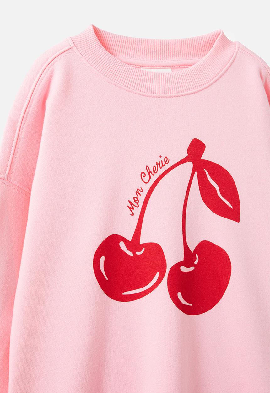 Cotton On - Sammy oversized crew - fairy pink/cherries