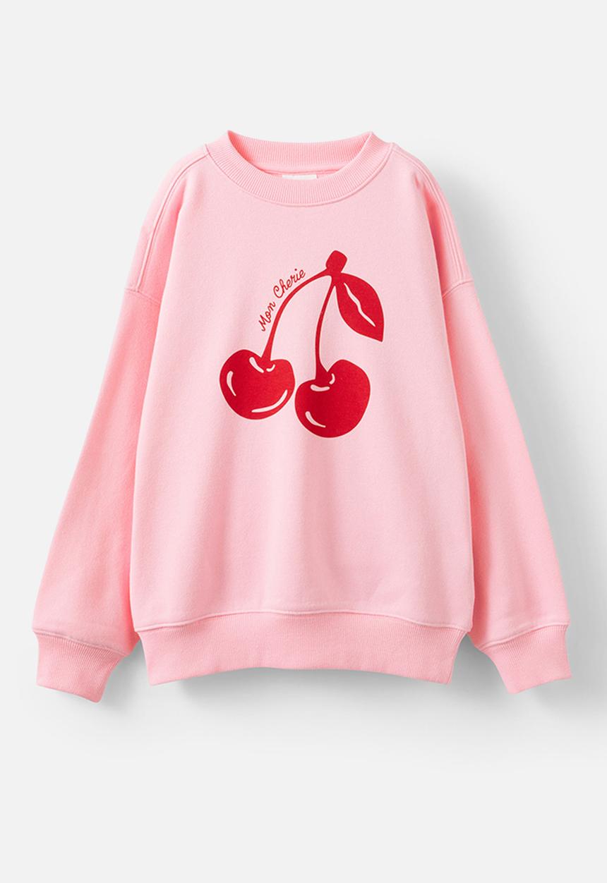 Cotton On - Sammy oversized crew - fairy pink/cherries