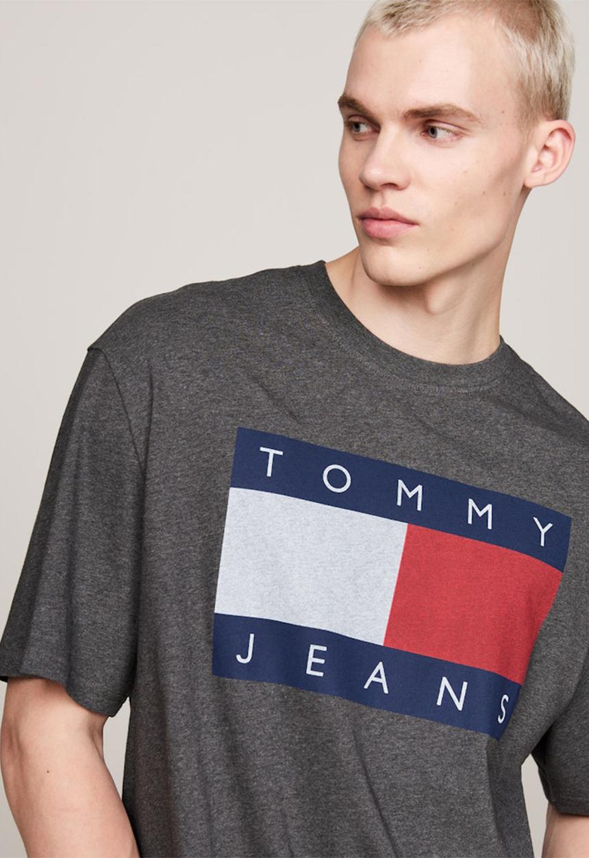 Tommy Hilfiger - Tjm Rlx Melange Flag Tee - New Charcoal Melange