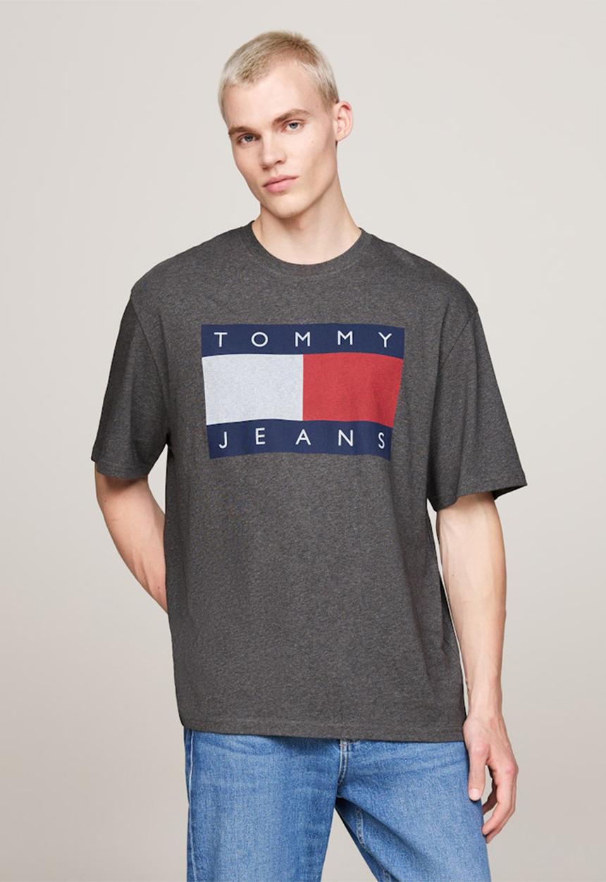 Tommy Hilfiger - Tjm Rlx Melange Flag Tee - New Charcoal Melange
