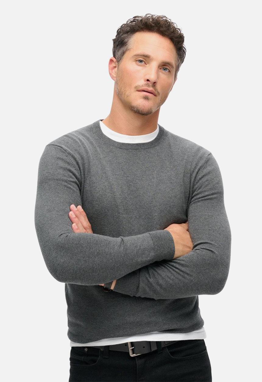 Superdry. - ESSENTIAL COTTON/CASH JUMPER - Gull Grey Marl