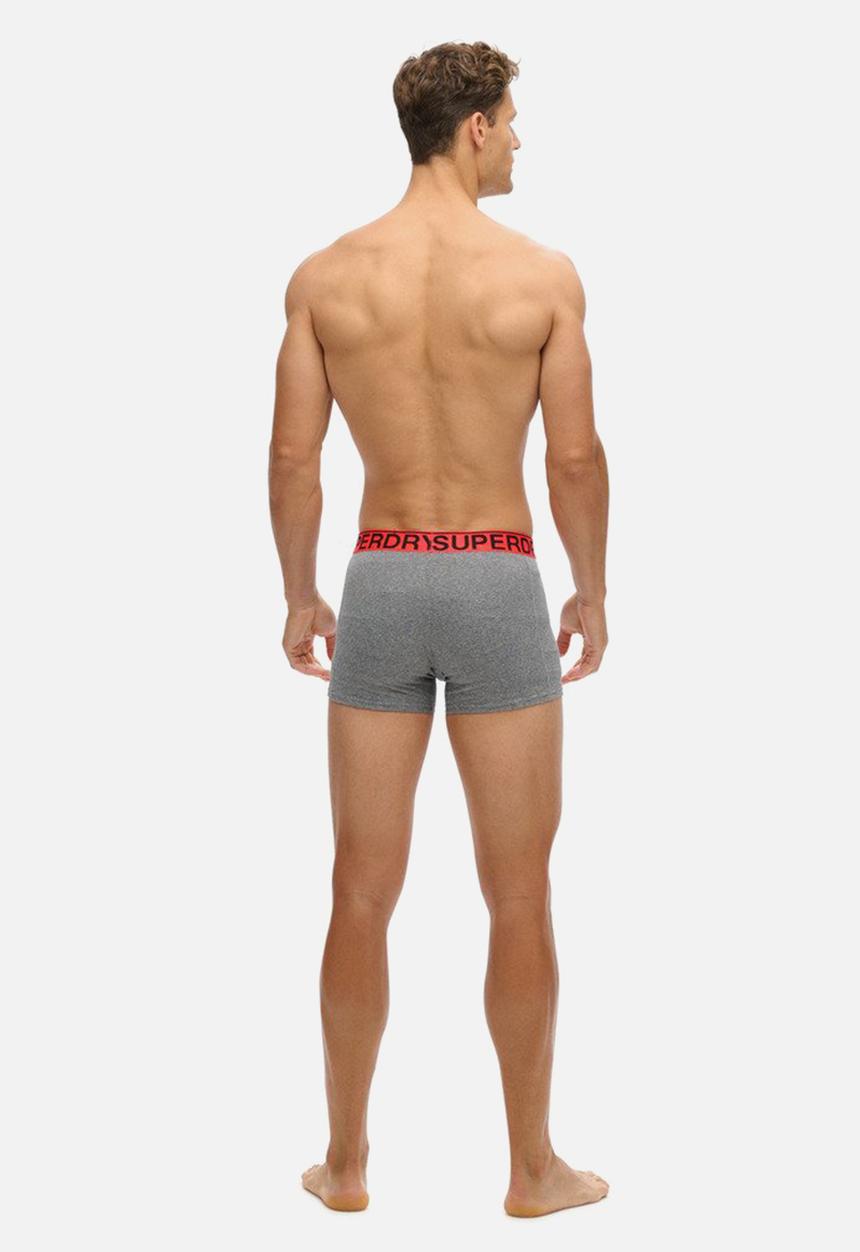 Superdry. - BOXER DOUBLE PACK - Black & Black Mid Grey Stripe