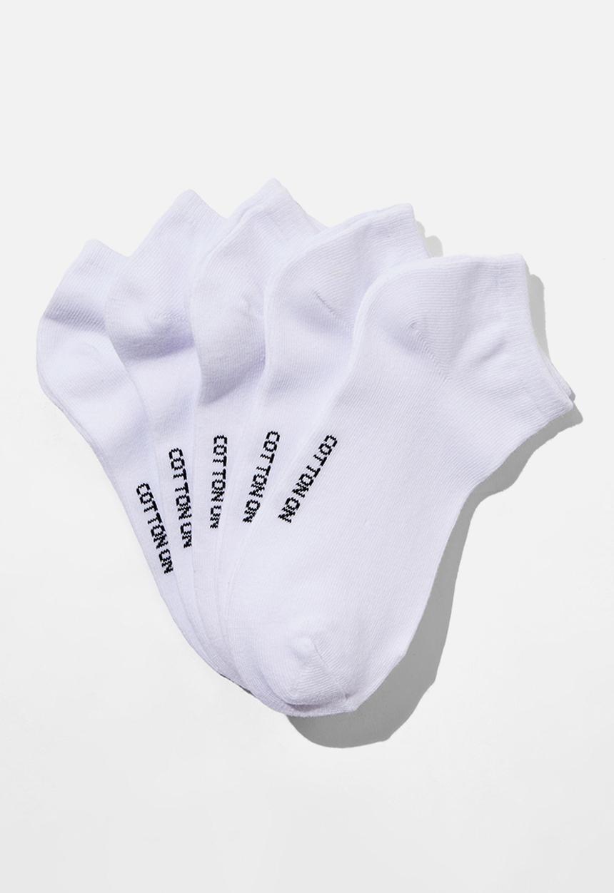 Cotton On - 5Pk Ankle Sock - White