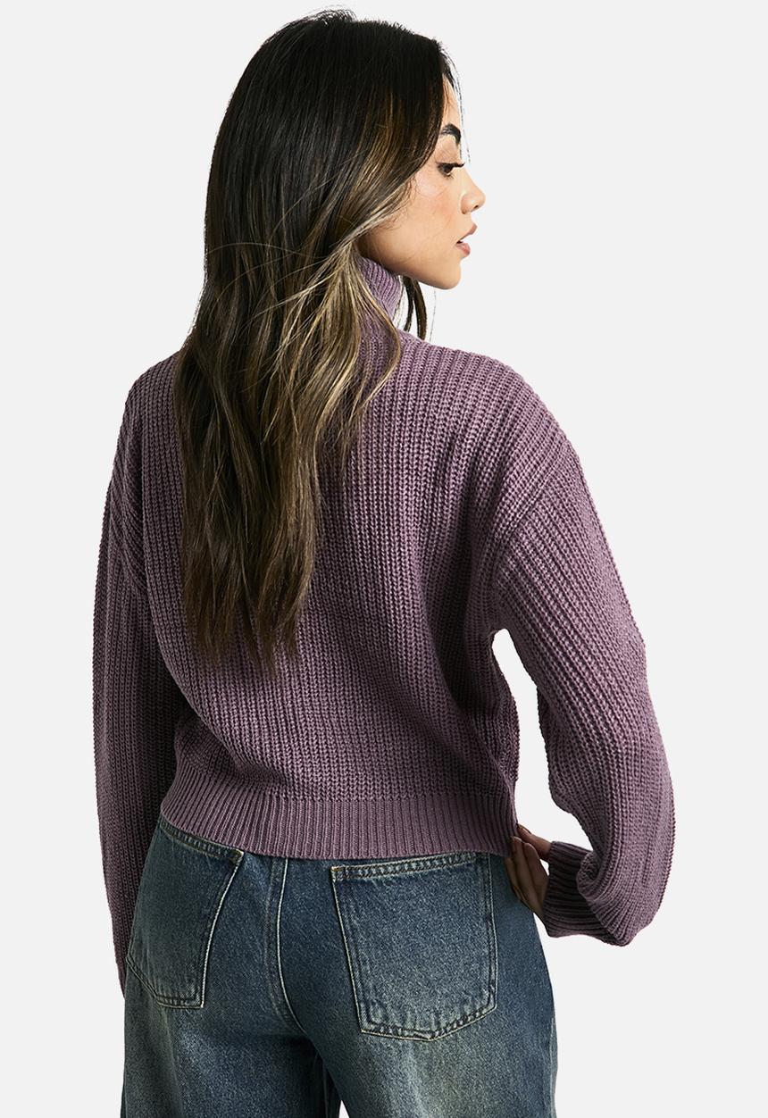 boohoo - Basic Roll Neck Crop Jumper - purple