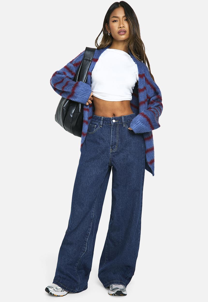 boohoo - Basics High Waisted Super Wide Leg Jeans - Indigo