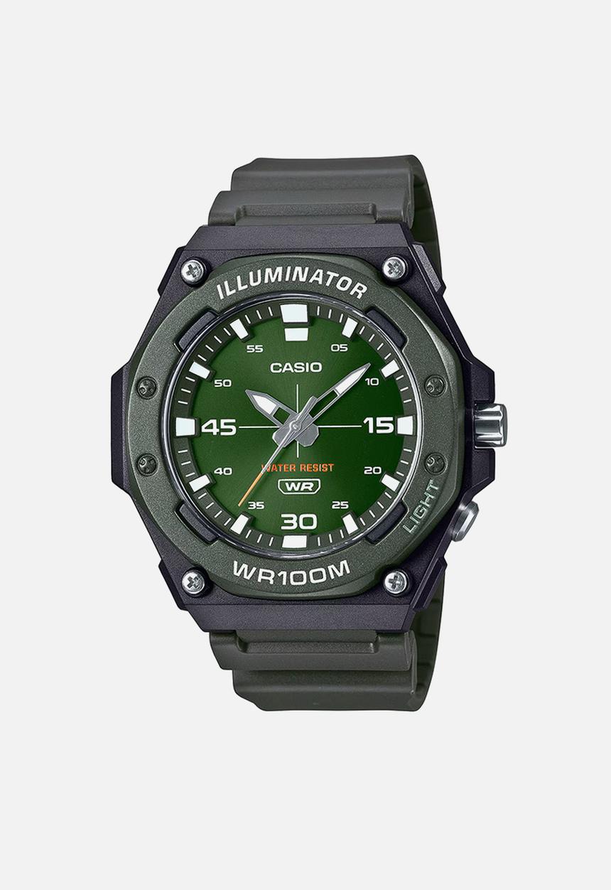 Casio - Analogue resin green dial- black/green