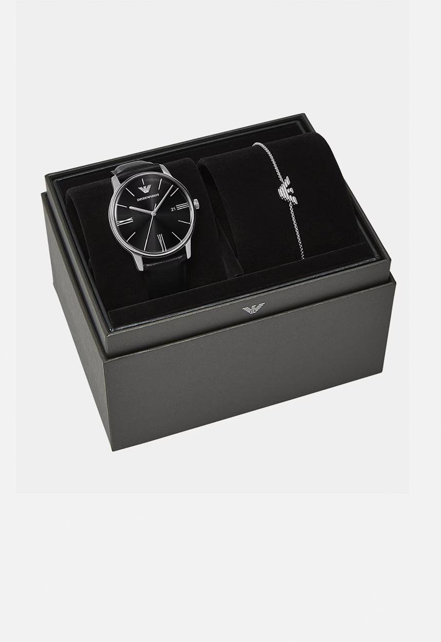 Emporio Armani Men's Three-Hand, Stainless Steel Watch and Bracelet Set ...