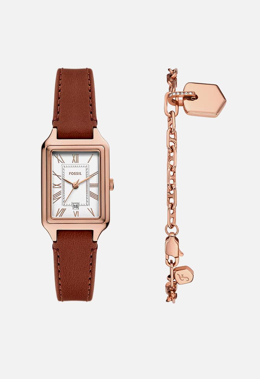 Fossil - Raquel three-hand date watch and bracelet set - rose gold